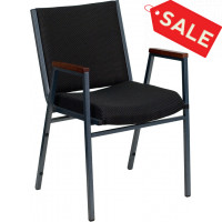 Flash Furniture Black Upholstered Stack Chair with Arms XU-60154-BK-GG